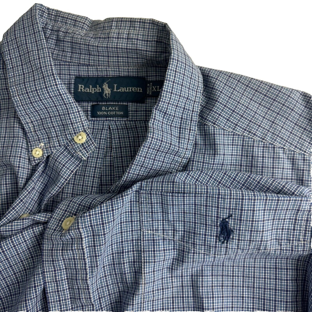 Ralph Lauren Blake Shirt Men's 2XL Multicolor Plaid 100% Cotton Button‎ Down